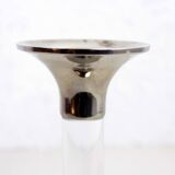 Candle holder in silver metal and lucite
