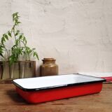 Plat en tôle émaillée rouge