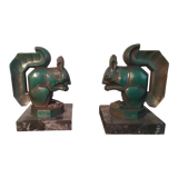 Max Le Verrier pair of Art Deco bookends "Squirrels" signed