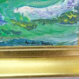Anders Fogelin, Scandinavian Modern Landscape, 1970s, huile sur toile, encadré