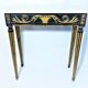 19th century Louis XVI style console table in black and gold with white marble shelf