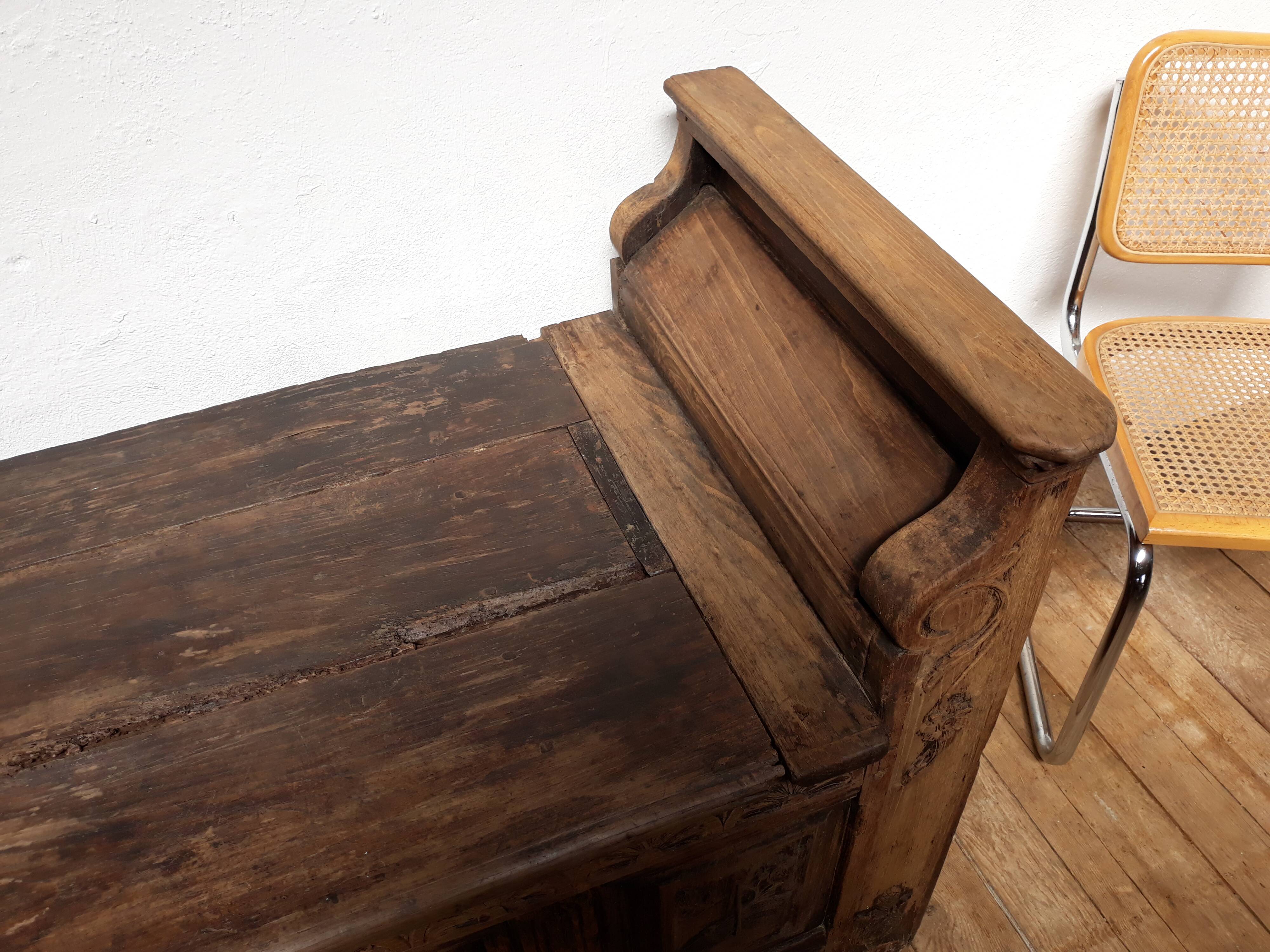 Church bench wooden chest 18th