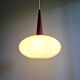 Scandinavian pendant light in teak and white opaline, Louis Kalff, Philips, 1960.