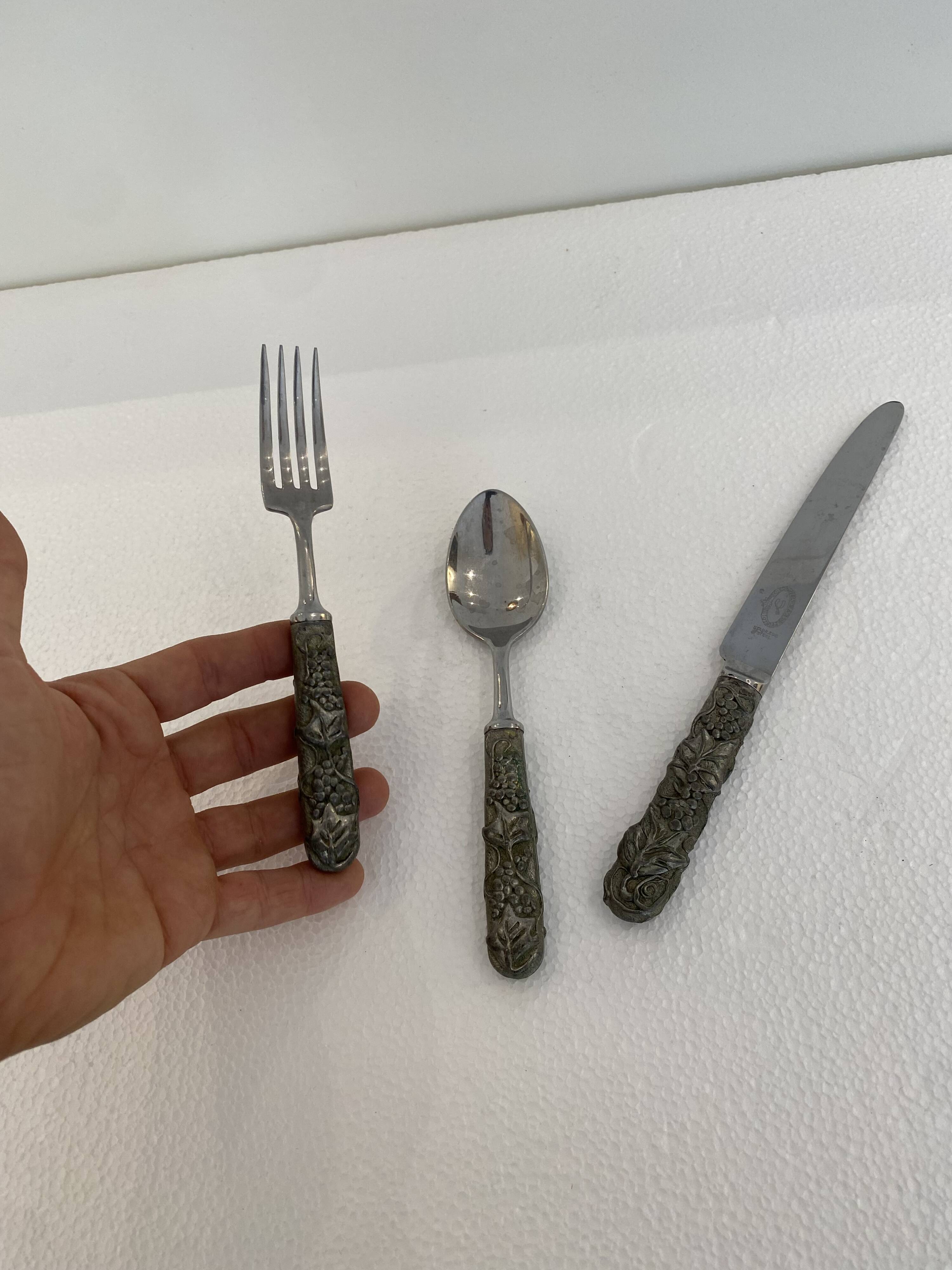 Stainless Steel Set of Knife Fork and Spoon Edwin Blyde & Co, 1950s