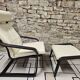 Fauteuil lounge et son ottoman cuir
