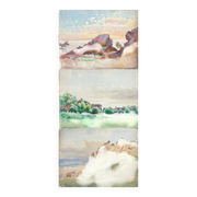 Painting Set of 3 watercolors Normandy Brittany Landscape Marine Ad. Cassagne