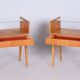 Mid-Century Modern Bedside Tables in Oak and Glass, 1950s, Set of 2