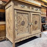 Small low buffet in pitch pine - 1940s - Sandblasted