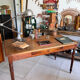 Old farmhouse table with turned legs