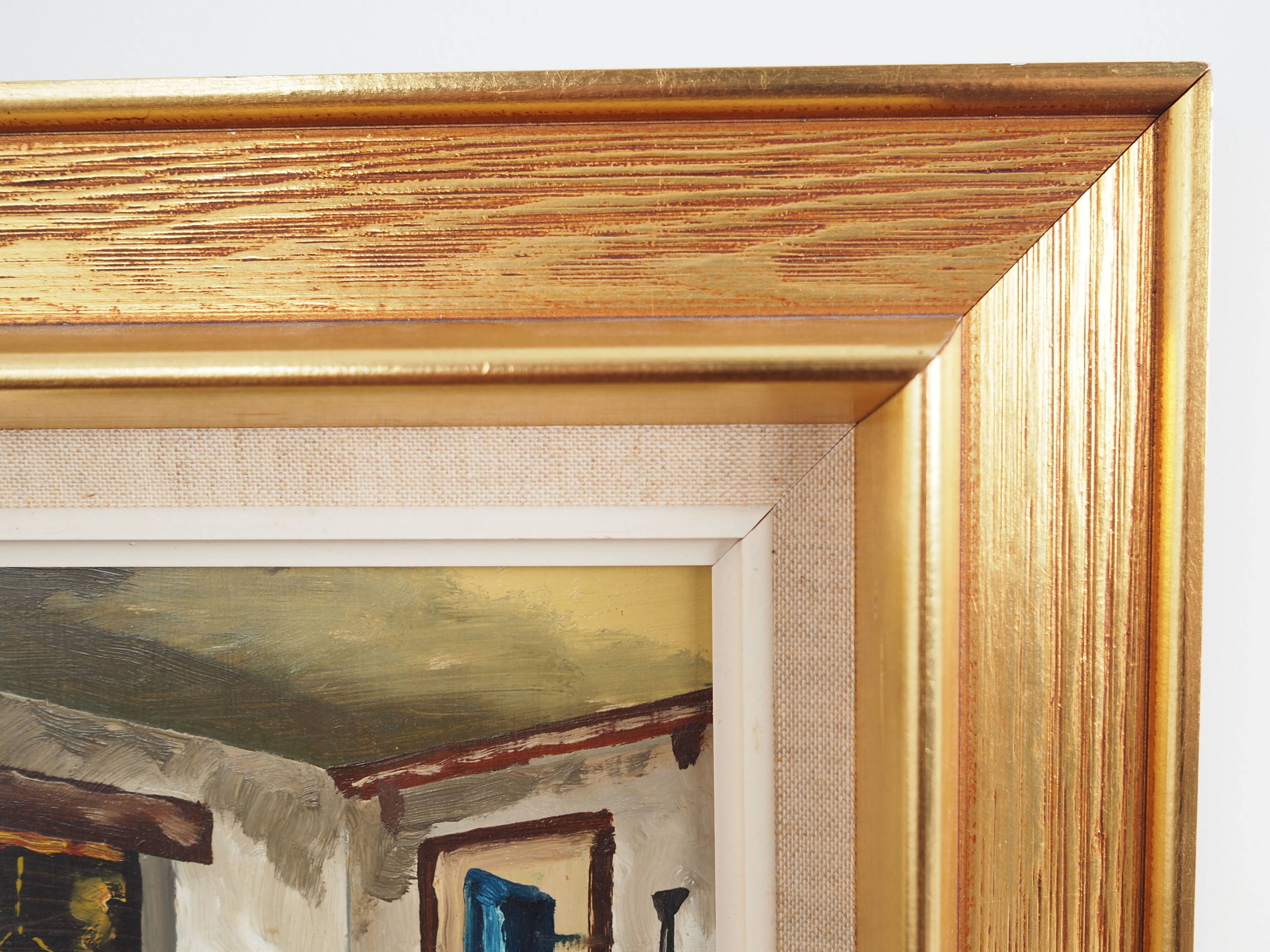 Painting „The Village Chamber”, Scandinavian design, 1970s