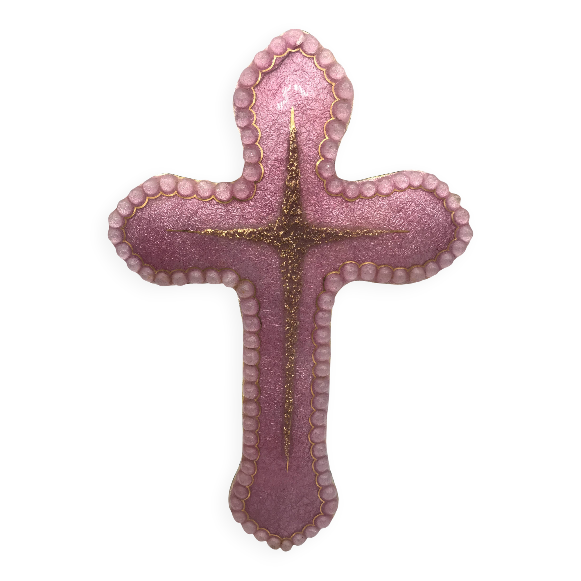 Religious wall cross in artistic enamel on silver signed P.BONNET, Limoges