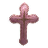 Religious wall cross in artistic enamel on silver signed P.BONNET, Limoges