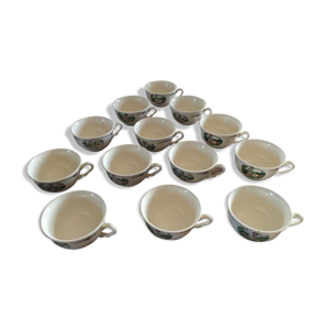 Ensemble de 13 tasses à thé Sarreguemines