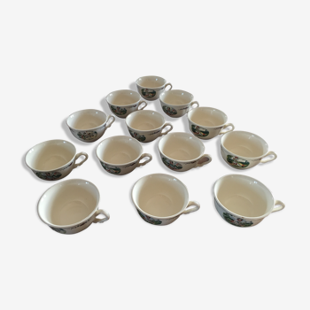 Set of 13 tea cups Sarreguemines Obernai