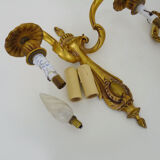 Old large pair of bronze wall sconces with 2 candles. Year 60 70