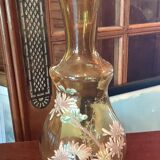 Ancien vase décor floral émaillé