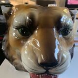 Lion's head pot cover in earthenware