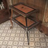 Old inlaid side table 19 th Tea table with 2 levels Wood