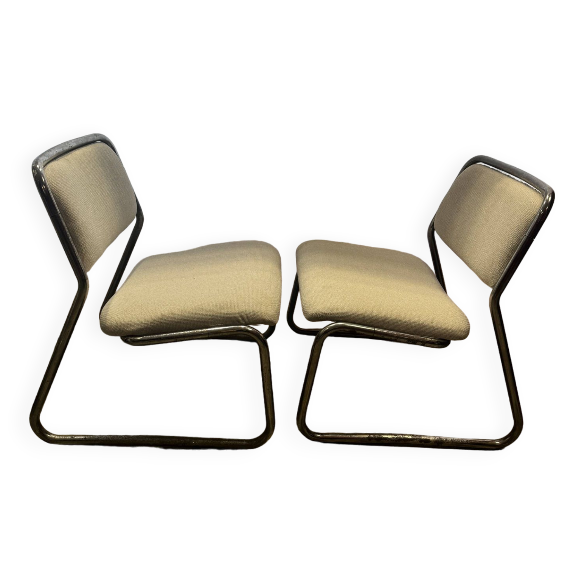 Pair of 70s tubular armchairs