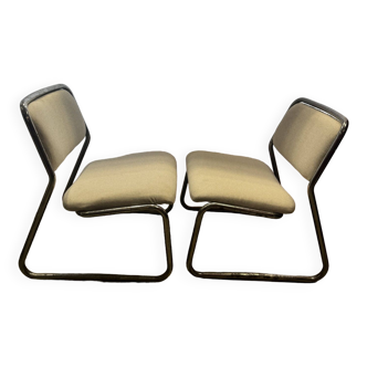 Pair of 70s tubular armchairs