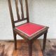 Pair of old chairs art deco in sculpted wood & vintage red leather seat