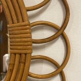 Rattan flower mirror