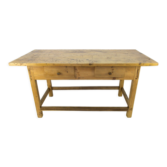Vintage Rustic Baltic Pine Dining Table, 1930s