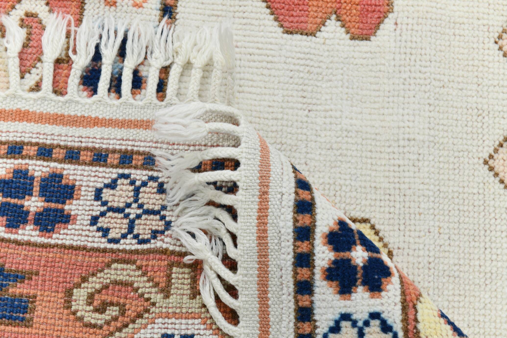 7x9 Peach Navy Blue Oushak Area Rug, 202x284Cm