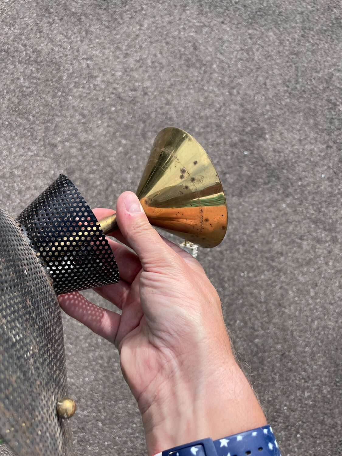 Arlus Lunel 1950 chandelier in perforated metal