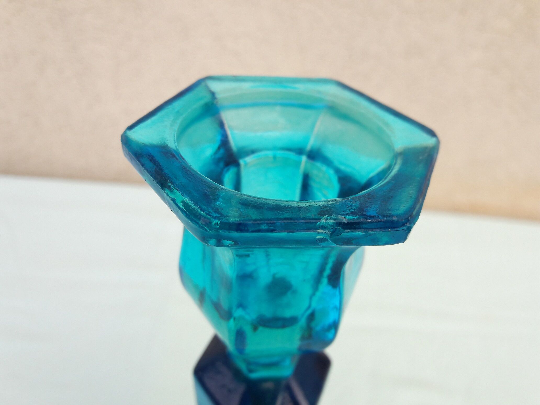 Blue candle holder