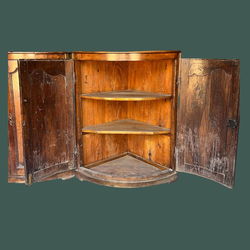Pair of antique quarter-round corner cabinets in solid wood – Louis XV style