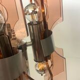 Lampe veca fontana arte verre fumé rose orange vintage 60.s rare