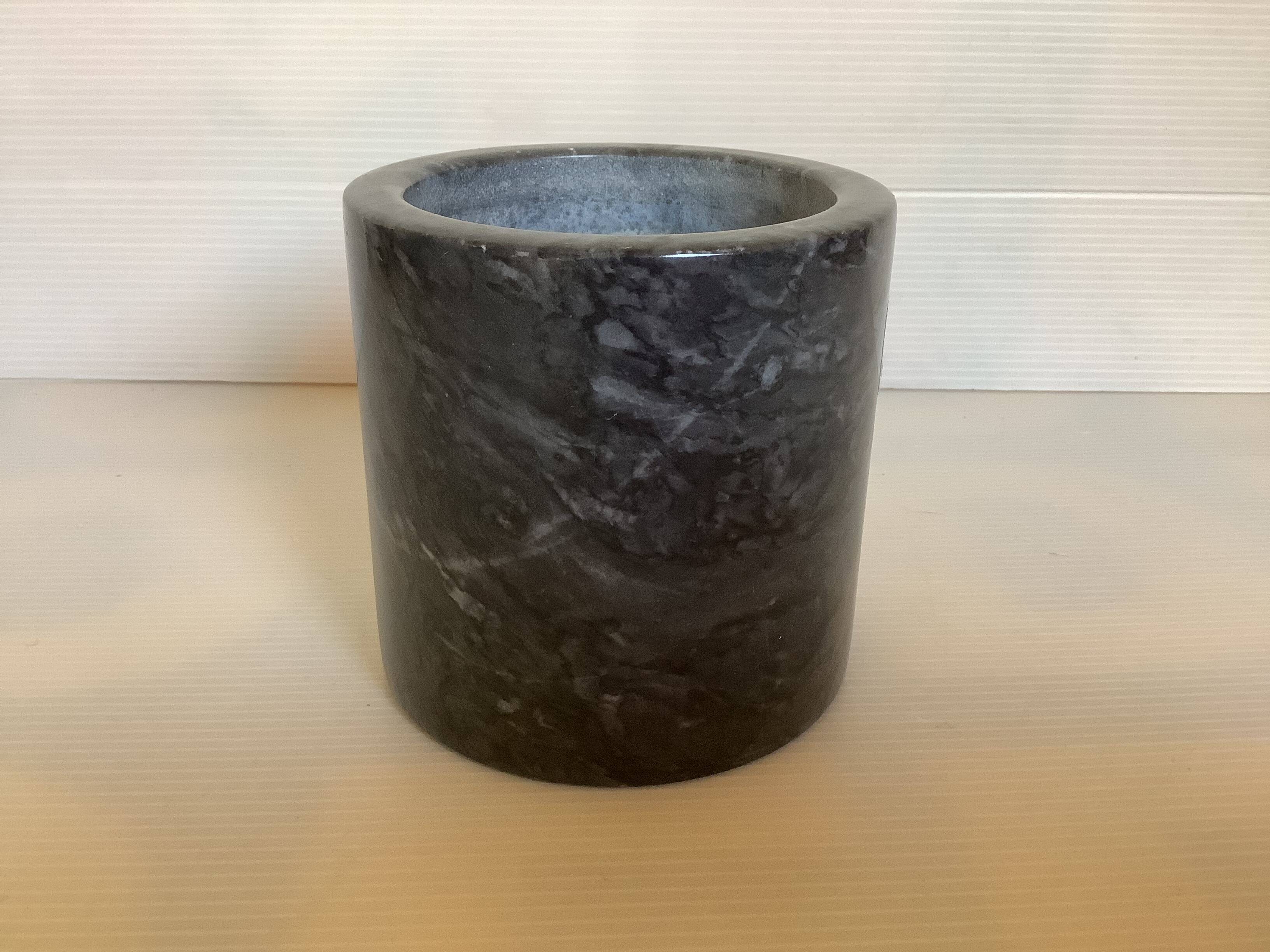 Black gray marble pencil pot