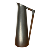 Carafe Vase en Étain du Milieu du Siècle avec Poignée en Teck par K.M.D. Tiel Royal Holland Pewter, années 1960