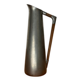 Mid-Century Pewter Carafe Vase with Teak Handle by K.M.D. Tiel Royal Holland Pewter, 1960s