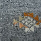 Ethnic Tribal Grey Berber Kilim Rug with Traditional Pattern