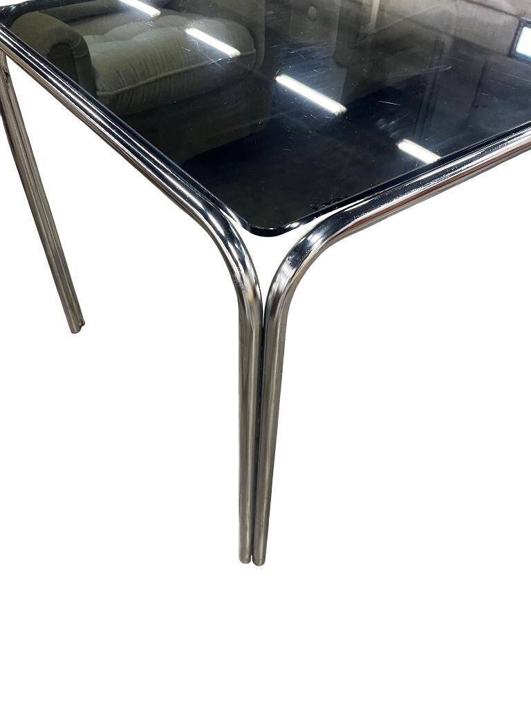 vintage chrome table with smoked glass
