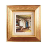 Painting „The Village Chamber”, Scandinavian design, 1970s