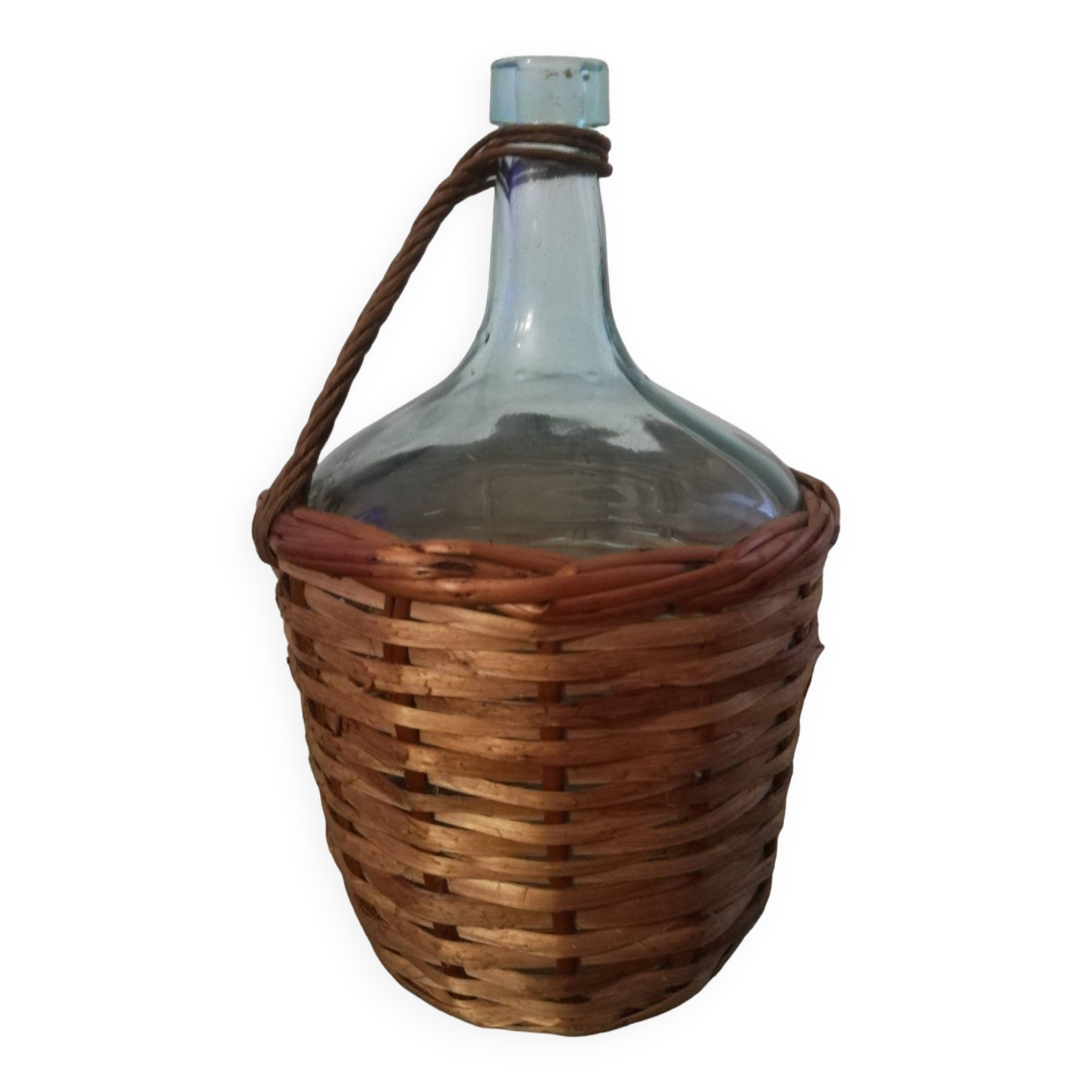 Dame Jeanne 2l old woven wicker rattan