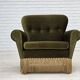 1970s, Danish lounge chair, low, furniture velour, ash wood legs.