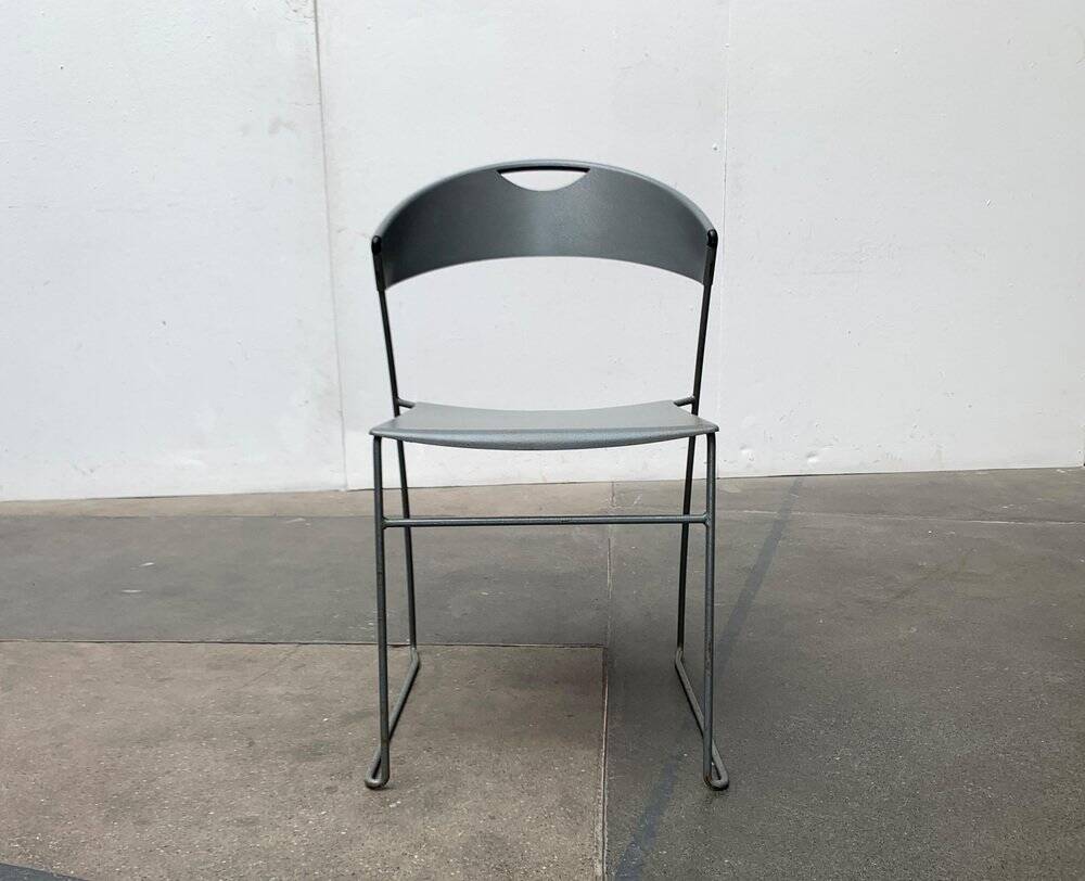 Set of stackable chairs model Juliette in postmodern Italian metal by Hannes Wettstein for Cerruti Baleri, 1980s.