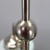 Art Deco nickel chandelier with cylindrical light opaline shades, Czechoslovakia