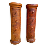 Pair of cylindrical furniture with drawers