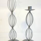Geometric METAL CANDLE HOLDERS Patinated Gray