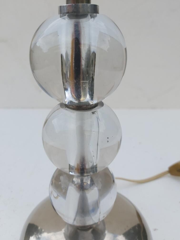 Art deco lamp in chrome metal and glass ball