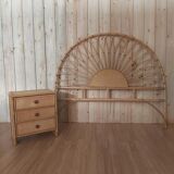Bedhead and rattan nightstand