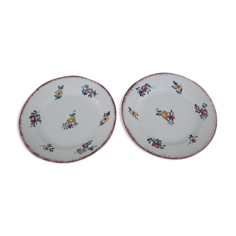 Set de 2 assiettes plates en faïence de Sarreguemines modèle Dieppe diam 20 cm