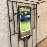 Old Art Deco coat rack in hammered iron