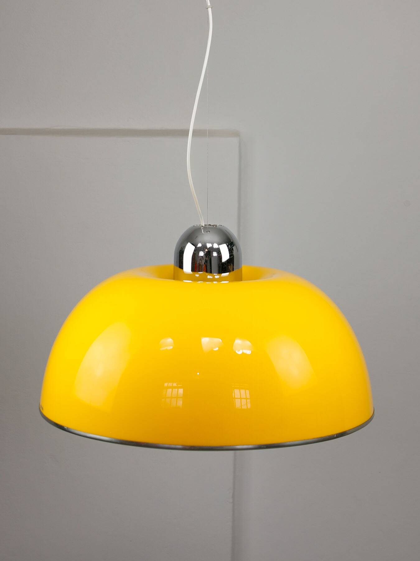 Rare Large Yellow Space-age Pendant from Guzzini, 1970s
