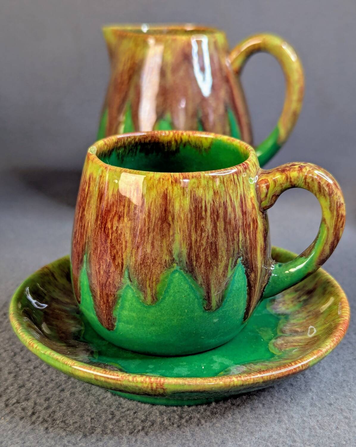 Vintage coffee service 8 pieces Grès de Puisaye circa 1950